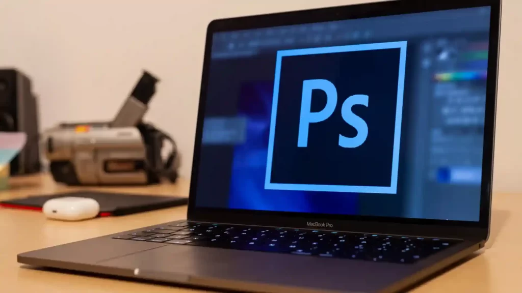 Photoshop logo displaying in the Computer screen