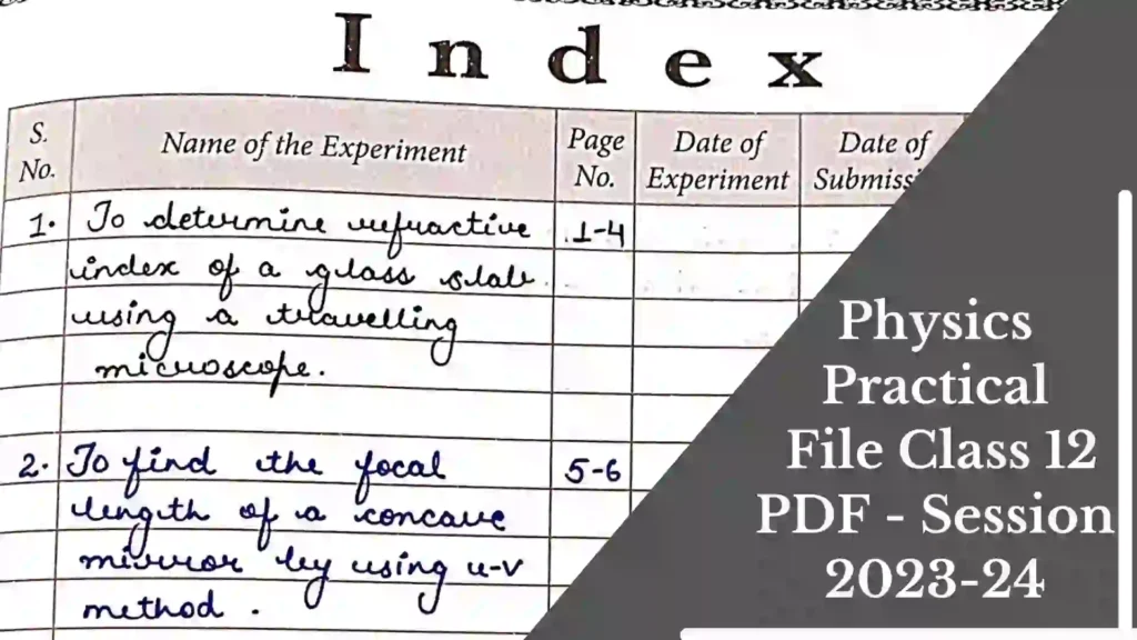 CLASS 12TH PHYSICS CBSE BOARD EXAM PRACTICAL FILE Pdf